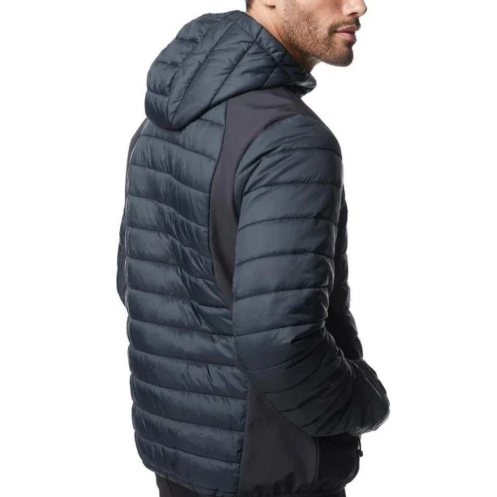 Merrell Men's Hooded Mixed‎ Media Puffer Softshell Jacket, Black, XL